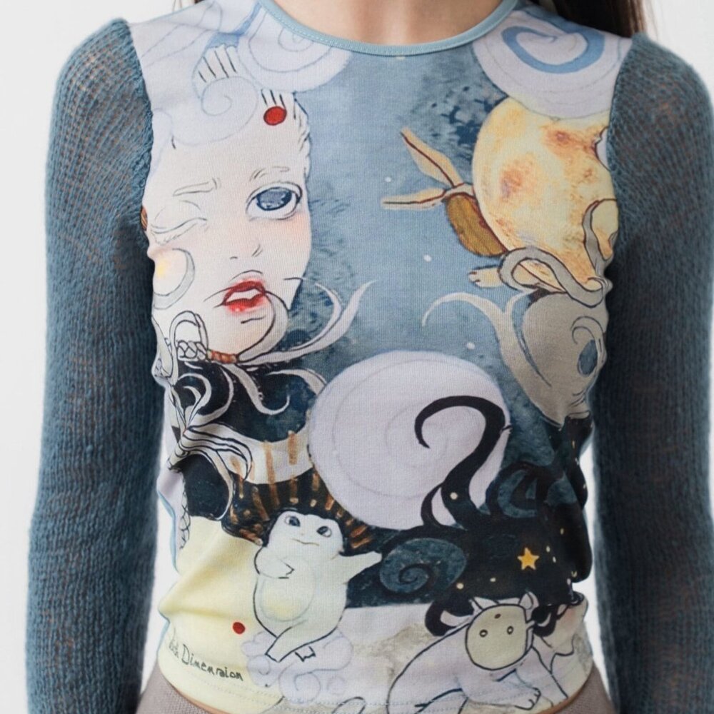 NWT Sixth Dimension Lucky Charm Long Sleeves Tee – Girls Size Med Anime